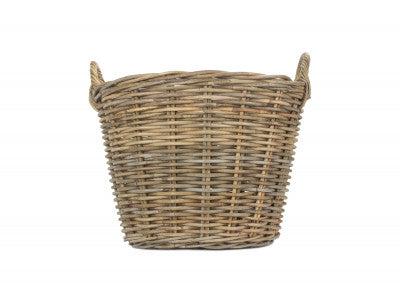 Basket, ROUND GREY RATTAN LOG BASKET