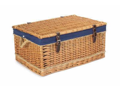 "Basket, 24" ROPE HANDLED TRUNK with NAVY BLUE LINING"