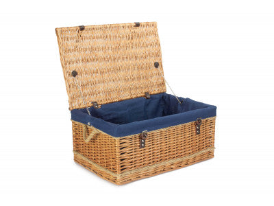 "Basket, 24" ROPE HANDLED TRUNK with NAVY BLUE LINING"