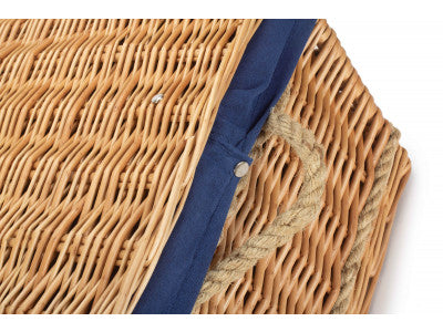 "Basket, 24" ROPE HANDLED TRUNK with NAVY BLUE LINING"