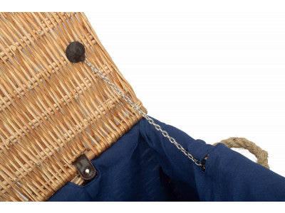 "Basket, 24" ROPE HANDLED TRUNK with NAVY BLUE LINING"