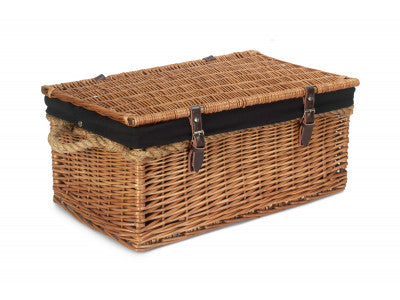 "Basket, 24" DOUBLE STEAMED ROPE HANDLED TRUNK with BLACK LINING"