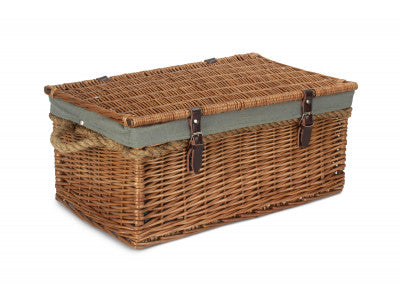 "Basket, 24" DOUBLE STEAMED ROPE HANDLED TRUNK with GREY SAGE LINING"