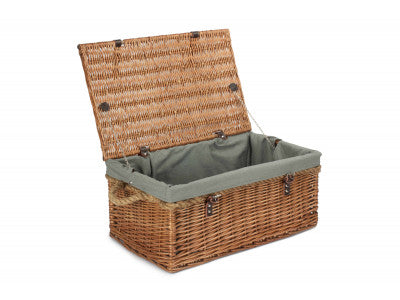 "Basket, 24" DOUBLE STEAMED ROPE HANDLED TRUNK with GREY SAGE LINING"