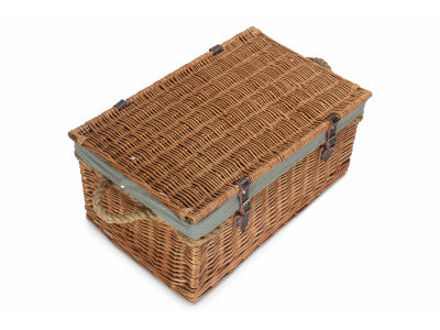 "Basket, 24" DOUBLE STEAMED ROPE HANDLED TRUNK with GREY SAGE LINING"