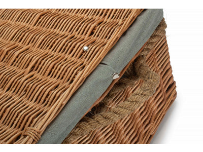"Basket, 24" DOUBLE STEAMED ROPE HANDLED TRUNK with GREY SAGE LINING"