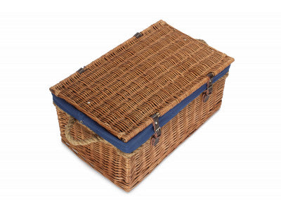 "Basket, 24" DOUBLE STEAMED ROPE HANDLED TRUNK with NAVY BLUE LINING"