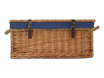 "Basket, 24" DOUBLE STEAMED ROPE HANDLED TRUNK with NAVY BLUE LINING"
