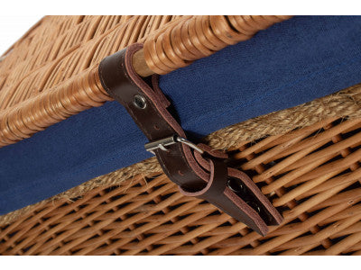 "Basket, 24" DOUBLE STEAMED ROPE HANDLED TRUNK with NAVY BLUE LINING"