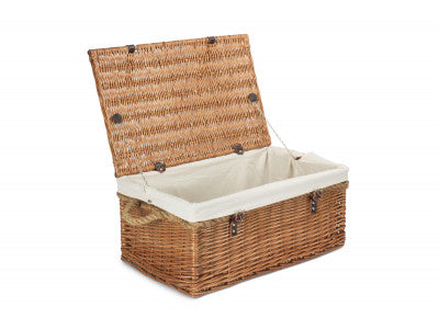 "Basket, 24" DOUBLE STEAMED ROPE HANDLED TRUNK with WHITE LINING"