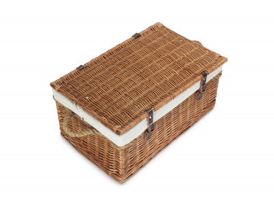 "Basket, 24" DOUBLE STEAMED ROPE HANDLED TRUNK with WHITE LINING"