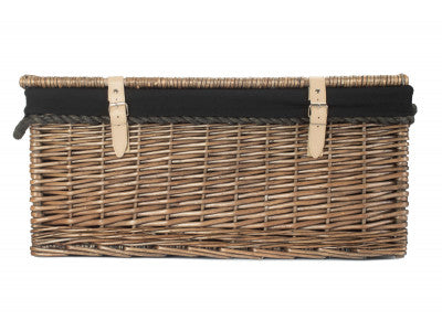"Basket, 24" ANTIQUE WASH ROPE HANDLED TRUNK with BLACK LINING"