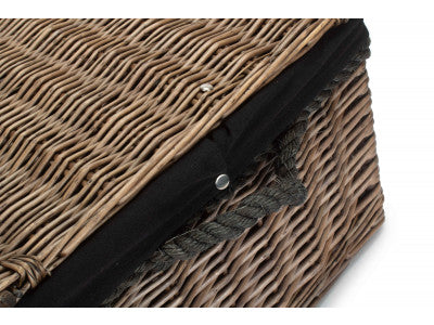 "Basket, 24" ANTIQUE WASH ROPE HANDLED TRUNK with BLACK LINING"