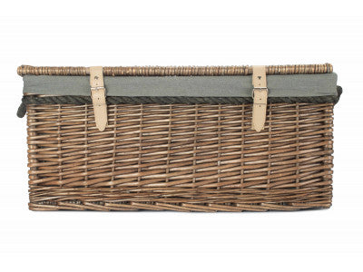 "Basket, 24" ANTIQUE WASH ROPE HANDLED TRUNK with GREY SAGE LINING"