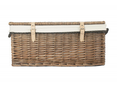 "Basket, 24" ANTIQUE WASH ROPE HANDLED TRUNK with WHITE LINING"