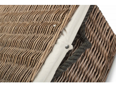 "Basket, 24" ANTIQUE WASH ROPE HANDLED TRUNK with WHITE LINING"