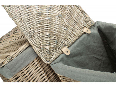 Basket, Set of 2 ANTIQUE WASH CORNER LAUNDRY BASKET with GREY SAGE LINING 