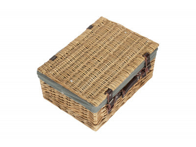 "Basket, 16" BUFF HAMPER with GREY SAGE LINING"