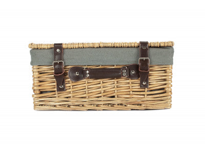 "Basket, 16" BUFF HAMPER with GREY SAGE LINING"