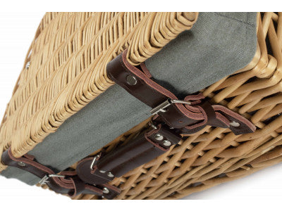 "Basket, 16" BUFF HAMPER with GREY SAGE LINING"