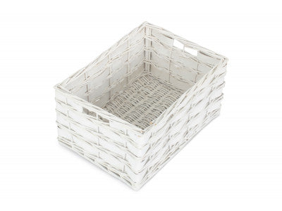 Basket, LARGE WHITE SCANDI STORAGE BASKET - UNLINED