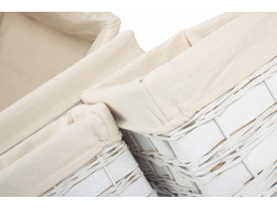 Basket, WHITE SCANDI STORAGE BASKETS with WHITE LINING SET 4 