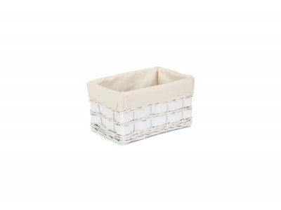 Basket, SMALL WHITE SCANDI STORAGE BASKET with WHITE LINING