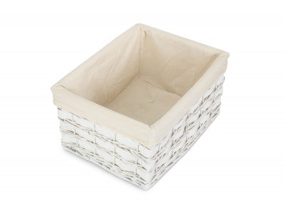 Basket, EXTRA LARGE WHITE SCANDI STORAGE BASKET with WHITE LINING