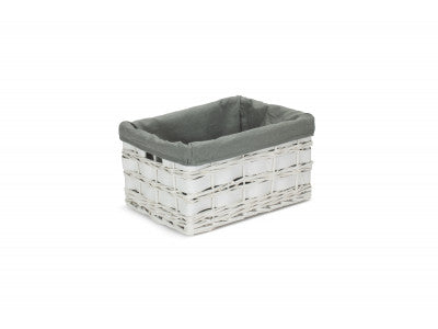Basket, MEDIUM WHITE SCANDI STORAGE BASKET with GREY SAGE LINING