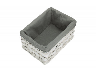 Basket, MEDIUM WHITE SCANDI STORAGE BASKET with GREY SAGE LINING