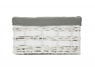 Basket, MEDIUM WHITE SCANDI STORAGE BASKET with GREY SAGE LINING