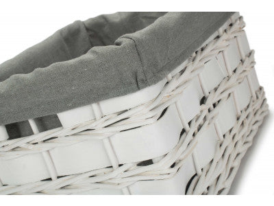 Basket, MEDIUM WHITE SCANDI STORAGE BASKET with GREY SAGE LINING