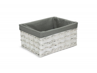 Basket, EXTRA LARGE WHITE SCANDI STORAGE BASKET with GREY SAGE LINING