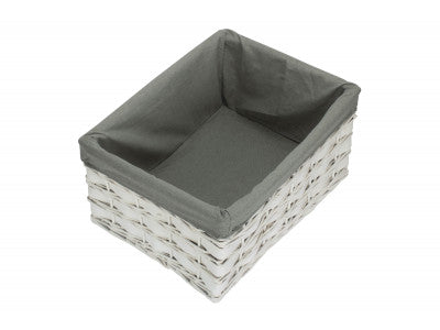 Basket, EXTRA LARGE WHITE SCANDI STORAGE BASKET with GREY SAGE LINING