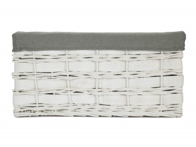Basket, EXTRA LARGE WHITE SCANDI STORAGE BASKET with GREY SAGE LINING