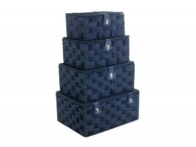 Basket, SET 4 BLUE PAPER ROPE HAMPERS