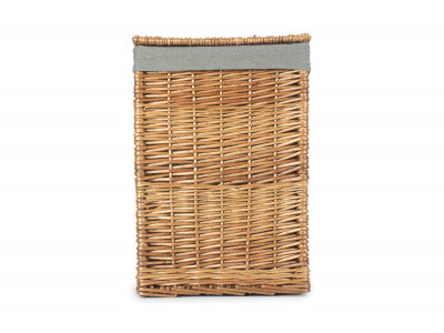 Basket, LIGHT STEAMED SMALL SQUARE LAUNDRY BASKET with GREY SAGE LINING