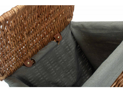 Basket, LIGHT STEAMED SMALL SQUARE LAUNDRY BASKET with GREY SAGE LINING