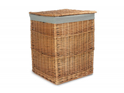 Basket, LIGHT STEAMED LARGE SQUARE LAUNDRY BASKET with GREY SAGE LINING