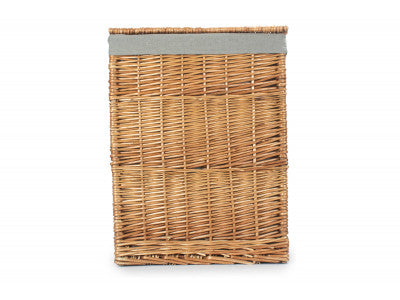 Basket, LIGHT STEAMED LARGE SQUARE LAUNDRY BASKET with GREY SAGE LINING