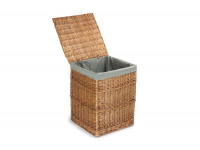 Basket, LIGHT STEAMED LARGE SQUARE LAUNDRY BASKET with GREY SAGE LINING