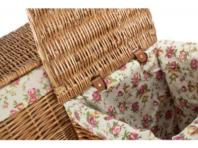 Basket, Set of 2 LIGHT STEAMED SQUARE LAUNDRY BASKET with GARDEN ROSE 