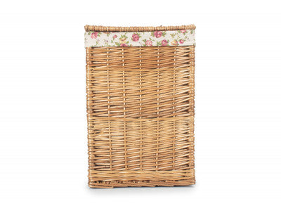 Basket, LIGHT STEAMED SMALL SQUARE LAUNDRY BASKET with GARDEN ROSE LINING