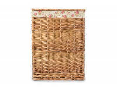 Basket, LIGHT STEAMED LARGE SQUARE LAUNDRY BASKET with GARDEN ROSE LINING