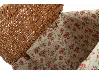 Basket, LIGHT STEAMED LARGE SQUARE LAUNDRY BASKET with GARDEN ROSE LINING