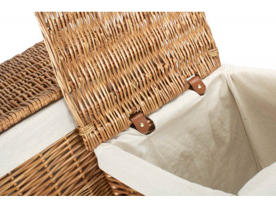 Basket, Set of 2 LIGHT STEAMED SQUARE LAUNDRY BASKET with WHITE LINING 
