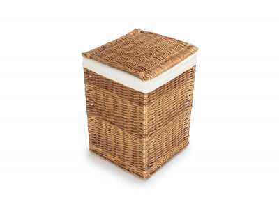 Basket, LIGHT STEAMED SMALL SQUARE LAUNDRY BASKET with WHITE LINING
