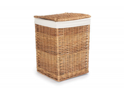 Basket, LIGHT STEAMED SMALL SQUARE LAUNDRY BASKET with WHITE LINING