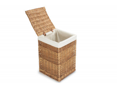 Basket, LIGHT STEAMED SMALL SQUARE LAUNDRY BASKET with WHITE LINING