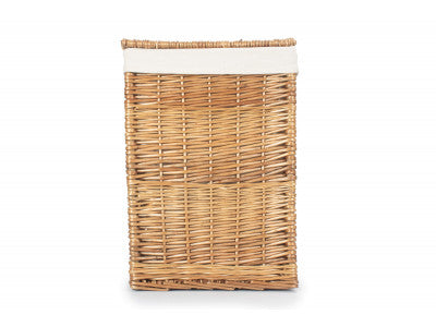Basket, LIGHT STEAMED SMALL SQUARE LAUNDRY BASKET with WHITE LINING